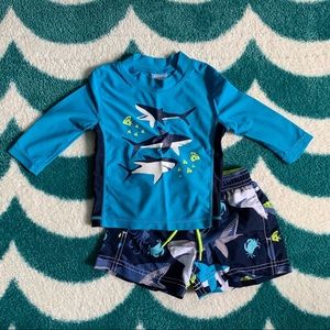 Carter’s Shark Swim Set (Bright Blue/Navy) Size 12 mo.